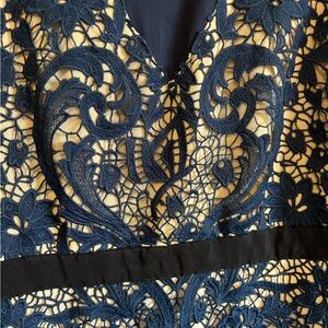 Navy and Black Dress with Sheer Back